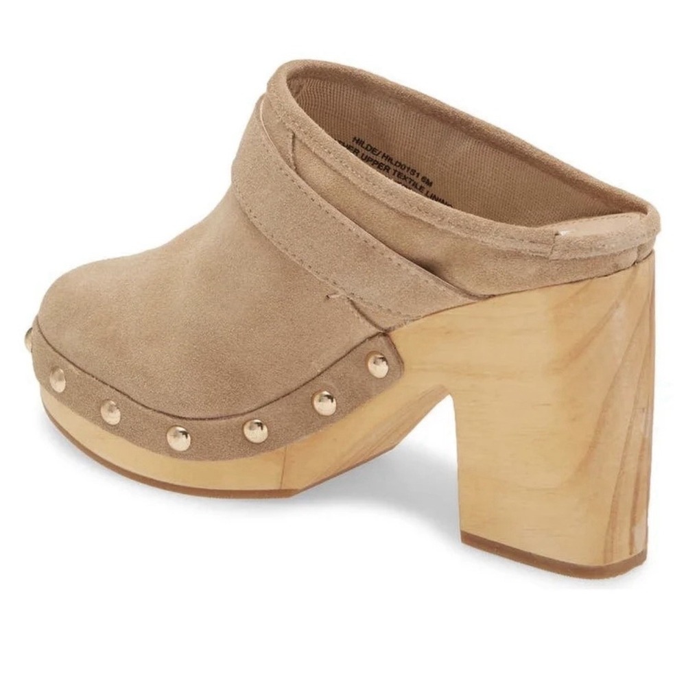 Steve Madden Hilde Tan Suede Women's Leather Studded Clogs Size 8.5